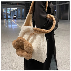 Flower Plush One Shoulder Tote Bag For Women