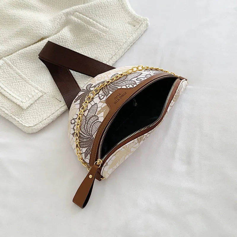 High Female Belt Bag Leather Fanny pack Ladies Chain Handbag Waist Bags