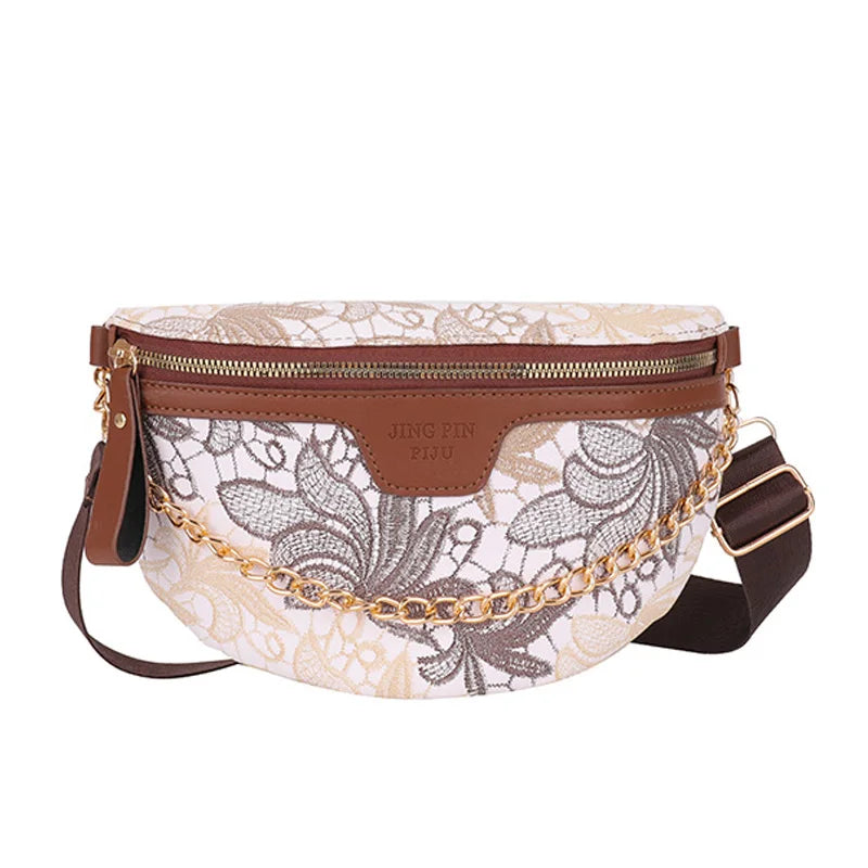 High Female Belt Bag Leather Fanny pack Ladies Chain Handbag Waist Bags