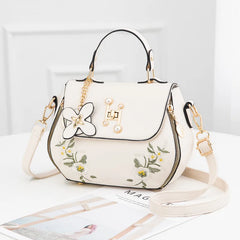 Embroidered Messenger Bag Women's Shoulder Handbag