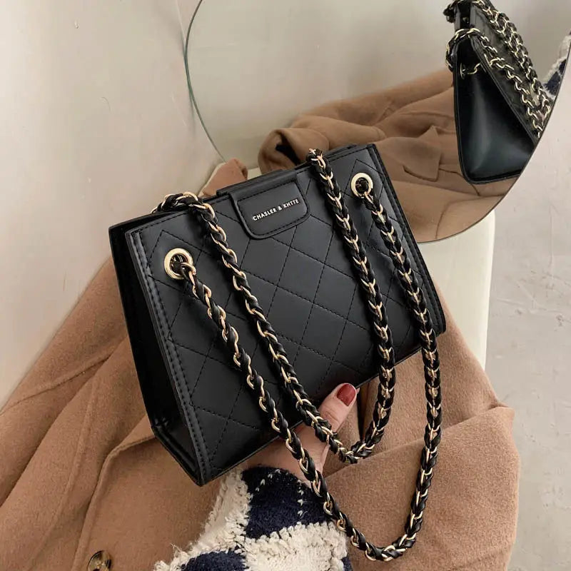 High-Quality Lingge Chain Tote Bag All-Match Shoulder Bag