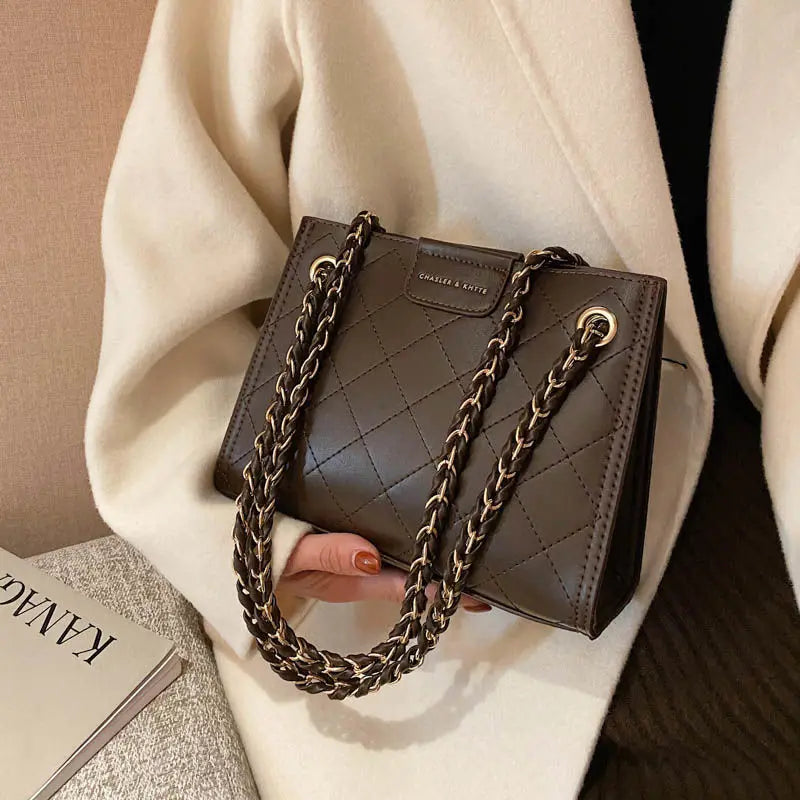 High-Quality Lingge Chain Tote Bag All-Match Shoulder Bag
