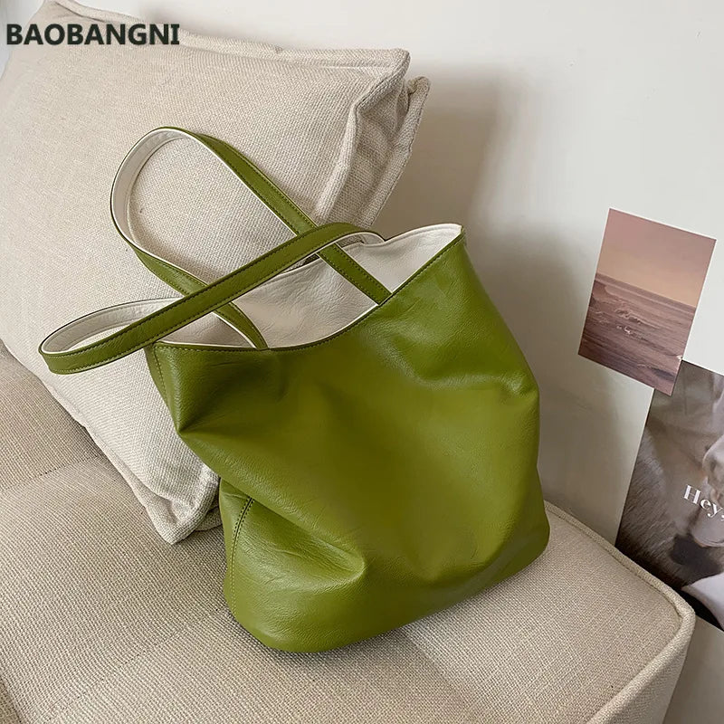 Casual Two-color Ladies Shoulder Bag Tote Bag Solid Student Bag
