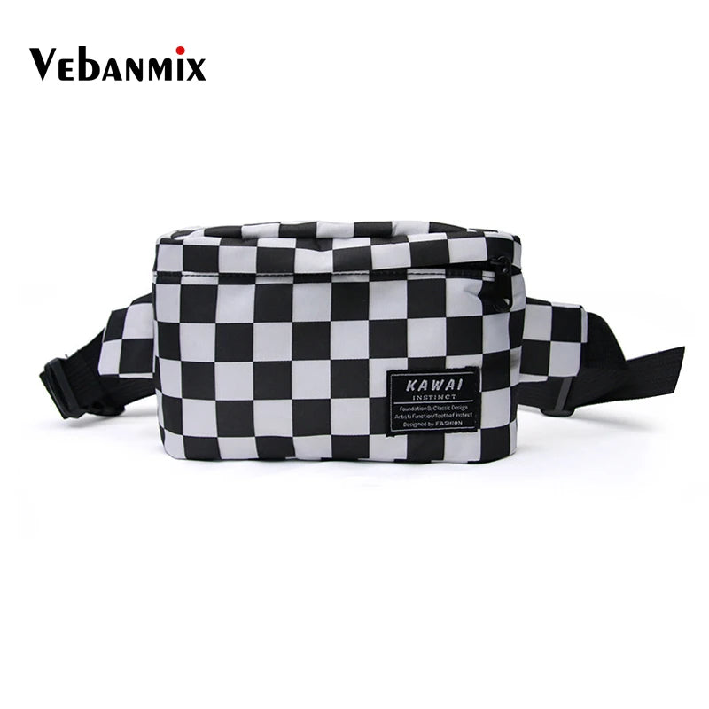 Plaid Hip Bag Belt Women Men Bum Bag Leisure Shoulder Bags Fanny Pack