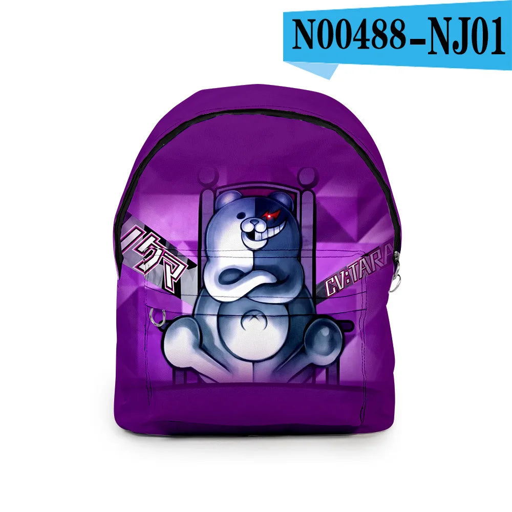 Hip Hop Shoulder Backpack Bullet Breaking Monokuma 3D Waterproof Bag