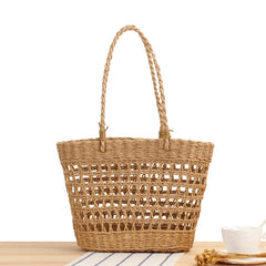 Hand-woven Straw Basket Beach Bag for Women