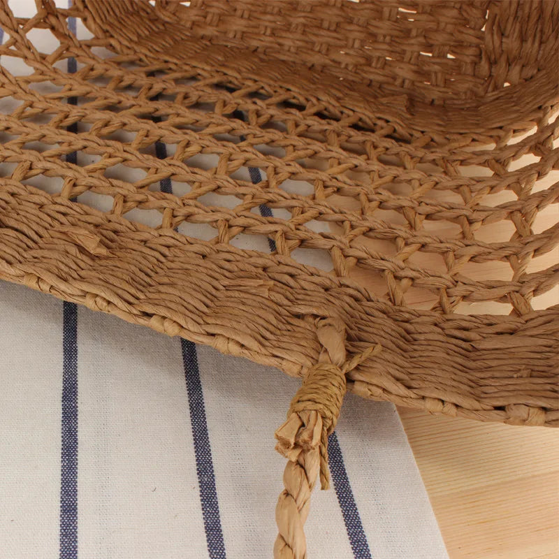 Hand-woven Straw Basket Beach Bag for Women