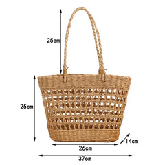 Hand-woven Straw Basket Beach Bag for Women