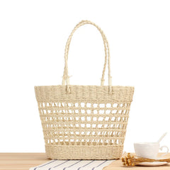 Hand-woven Straw Basket Beach Bag for Women