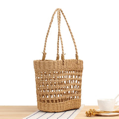 Hand-woven Straw Basket Beach Bag for Women