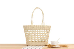 Hand-woven Straw Basket Beach Bag for Women