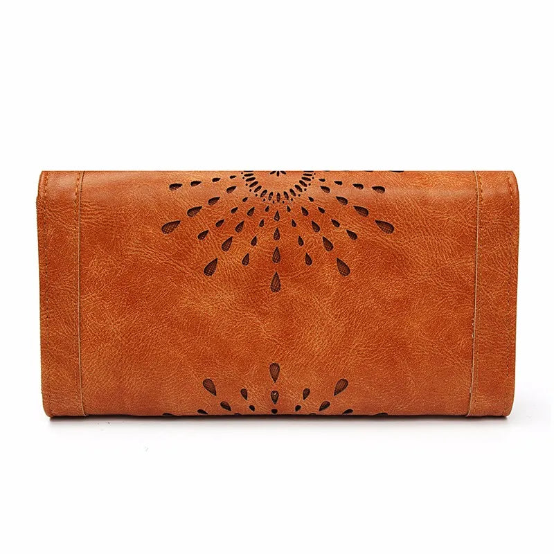 Hollow Out Pattern Retro Wallet Female Purse PU Leather Bag