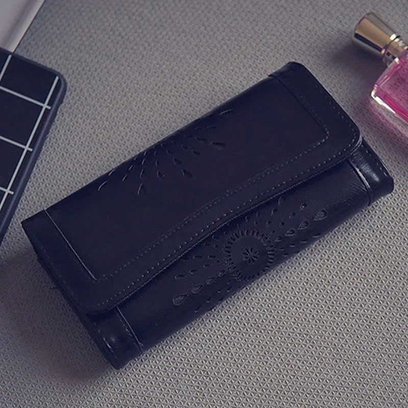 Hollow Out Pattern Retro Wallet Female Purse PU Leather Bag