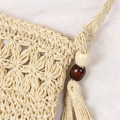 Straw Crossbody Bag Tassel Woven Shoulder Messenger Bag