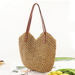 Hollow Women Tote Bags Paper Rope Hand-Woven Bag Summer Casual Portable