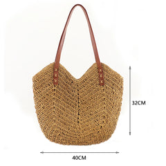 Hollow Women Tote Bags Paper Rope Hand-Woven Bag Summer Casual Portable