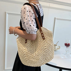 Hollow Women Tote Bags Paper Rope Hand-Woven Bag Summer Casual Portable