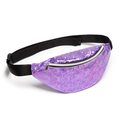 Pink Silver Holographic Waist Bag Fanny Pack Women Female Belt Bag