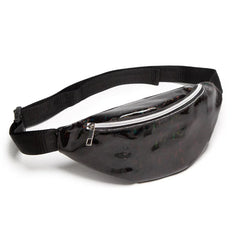 Pink Silver Holographic Waist Bag Fanny Pack Women Female Belt Bag