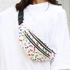 Silver Geometric Waist Bag Women Holographic Fanny Pack Female Belt