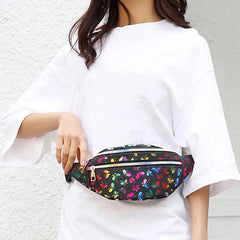 Silver Geometric Waist Bag Women Holographic Fanny Pack Female Belt