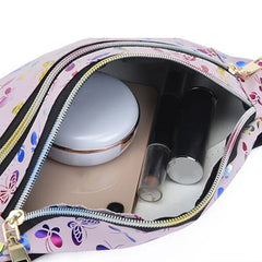 Silver Geometric Waist Bag Women Holographic Fanny Pack Female Belt