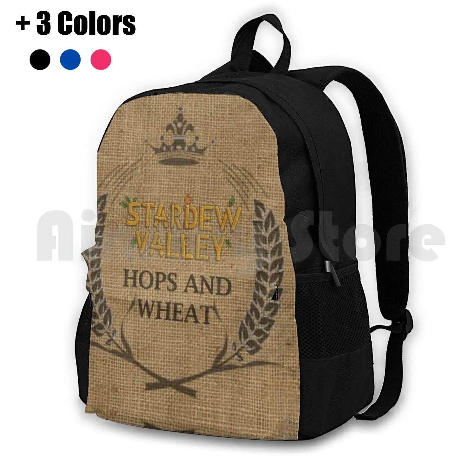 Hops & Wheat Crop Vintage Burlap Sack Outdoor Hiking Backpack