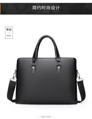Men's Lychee Leather Business Handbag & Computer Bag