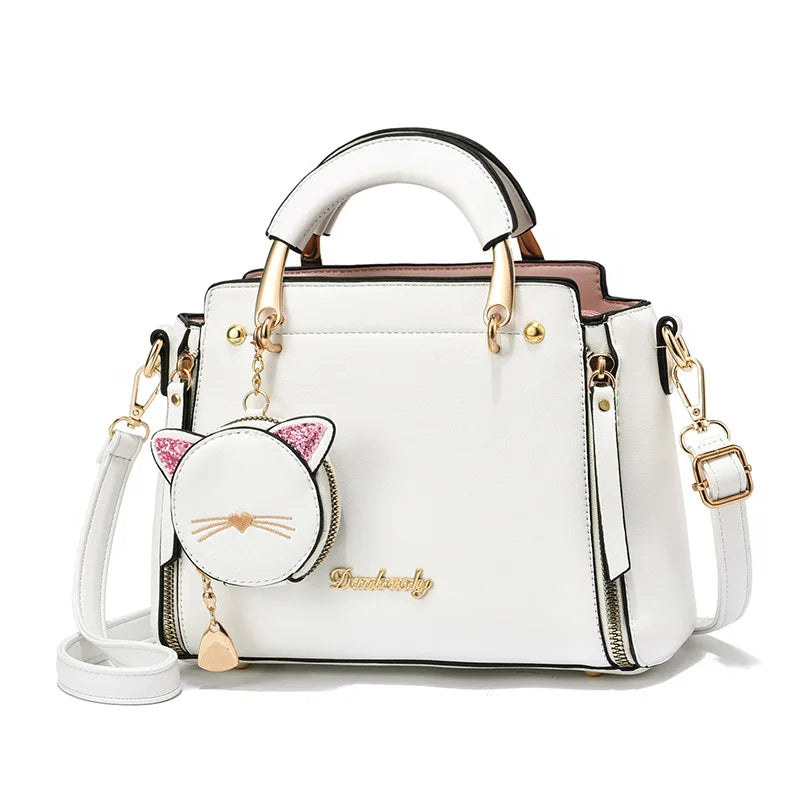 Hot Cat Shape Small Wallet Pendant Metal Handle Solid Handbag