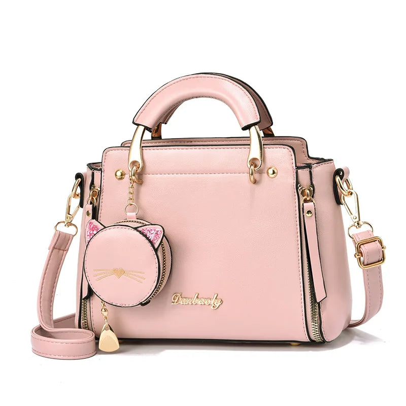 Hot Cat Shape Small Wallet Pendant Metal Handle Solid Handbag