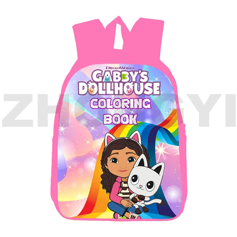 Hot 3D Anime Gabby's Dollhouse Backpack Women Teenagers School Bag 12/16 Inch