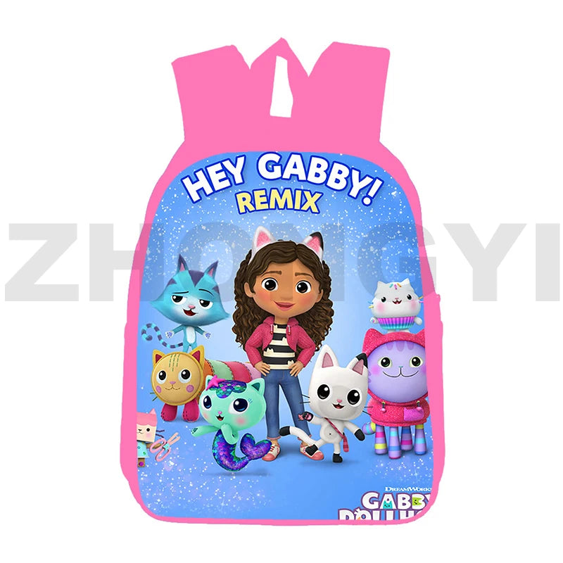 Hot 3D Anime Gabby's Dollhouse Backpack Women Teenagers School Bag 12/16 Inch