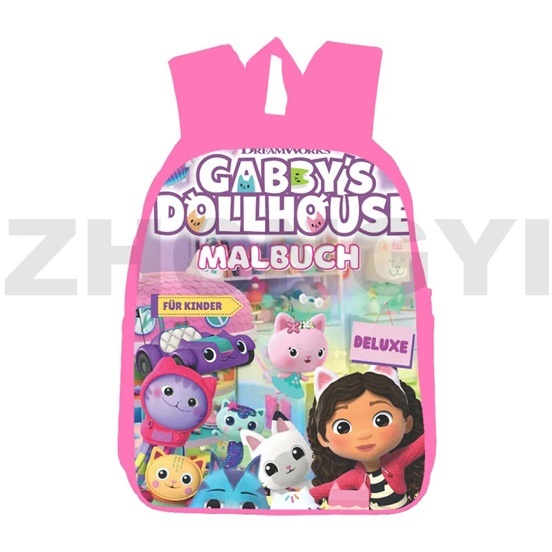 Hot 3D Anime Gabby's Dollhouse Backpack Women Teenagers School Bag 12/16 Inch