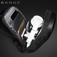 Anti-thief Men Crossbody Bag USB Charging Short Trip Travel Pack