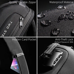 Anti-thief Men Crossbody Bag USB Charging Short Trip Travel Pack