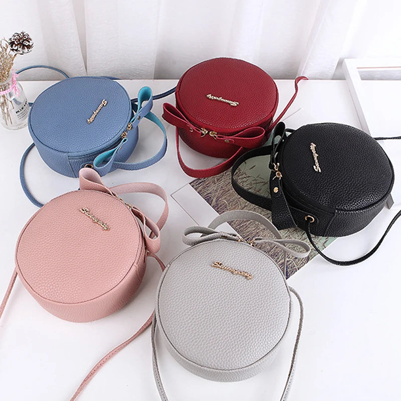 Women Shoulder Bag Leather Crossbody Messenger Round Handbag