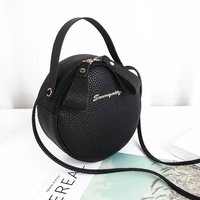 Women Shoulder Bag Leather Crossbody Messenger Round Handbag