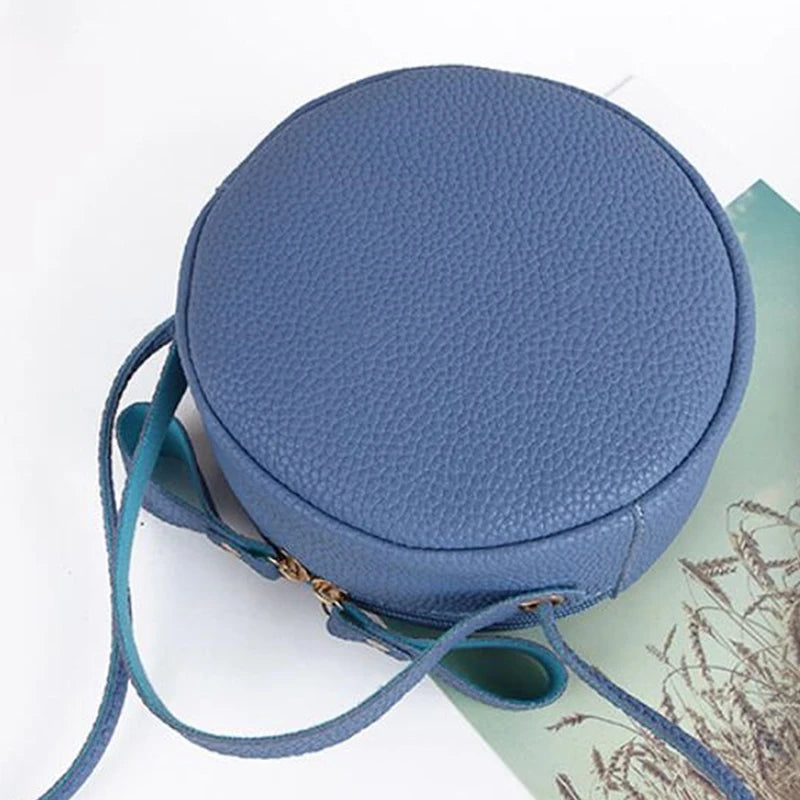 Women Shoulder Bag Leather Crossbody Messenger Round Handbag