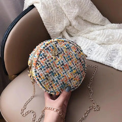 Round Women Messenger Bag Woolen Bohemia Chain Bag