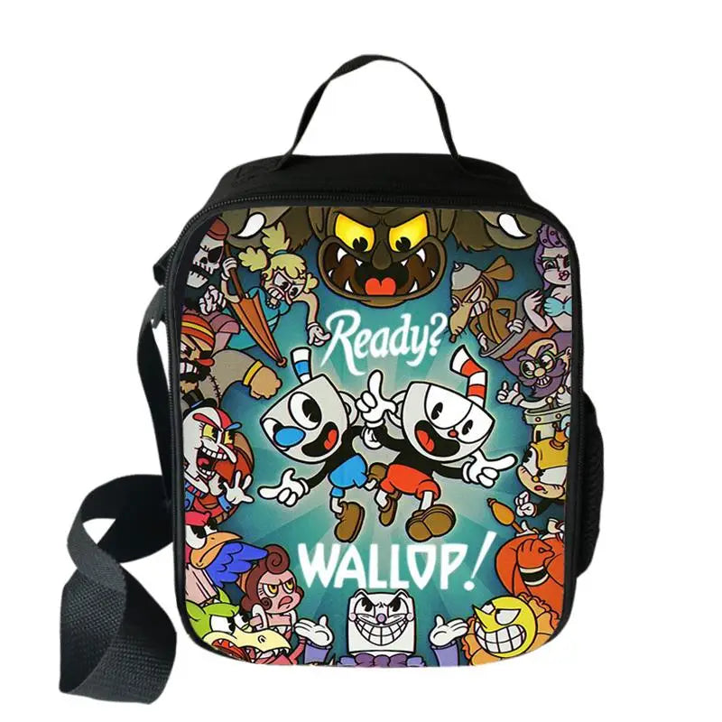 Cuphead Mugman Lunch Bags Boys Girls Travel Tote Bags