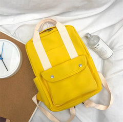 Solid Canvas School Backpack Big Capacity Women Bagpack