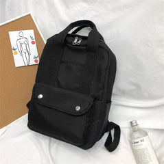 Solid Canvas School Backpack Big Capacity Women Bagpack