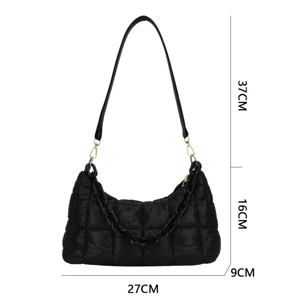 Warm Chain Shoulder Bag High Down Cotton Padded Tote Handbag