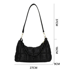 Warm Chain Shoulder Bag High Down Cotton Padded Tote Handbag