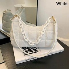 Warm Chain Shoulder Bag High Down Cotton Padded Tote Handbag