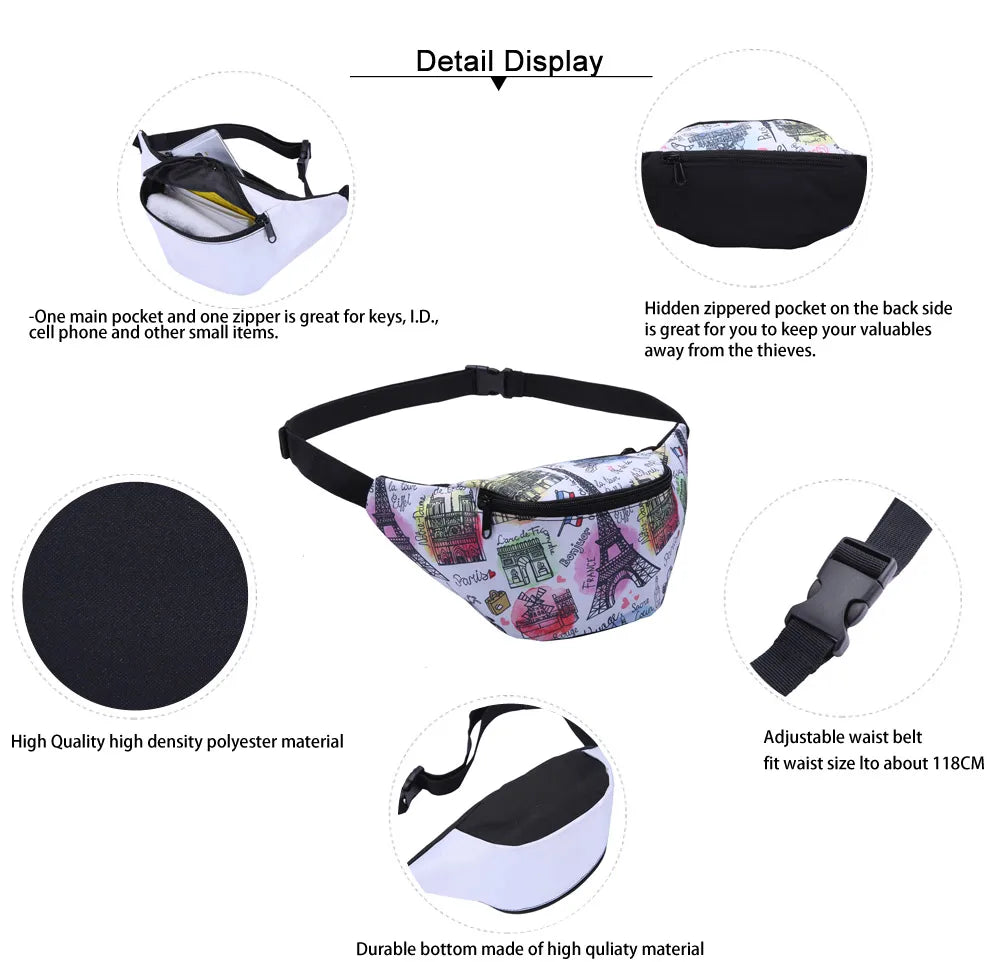 Psychedelic Colorful Fanny Pack Waist Bag Girls Women