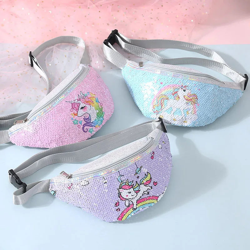 Unicorn Sequin Girls Waist Bag Kids Fanny Pack Children Chest Bag