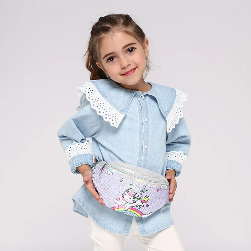 Unicorn Sequin Girls Waist Bag Kids Fanny Pack Children Chest Bag