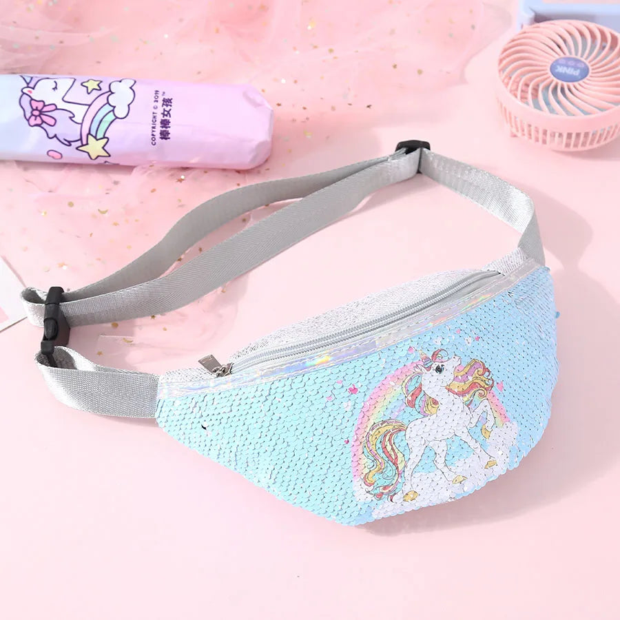 Unicorn Sequin Girls Waist Bag Kids Fanny Pack Children Chest Bag
