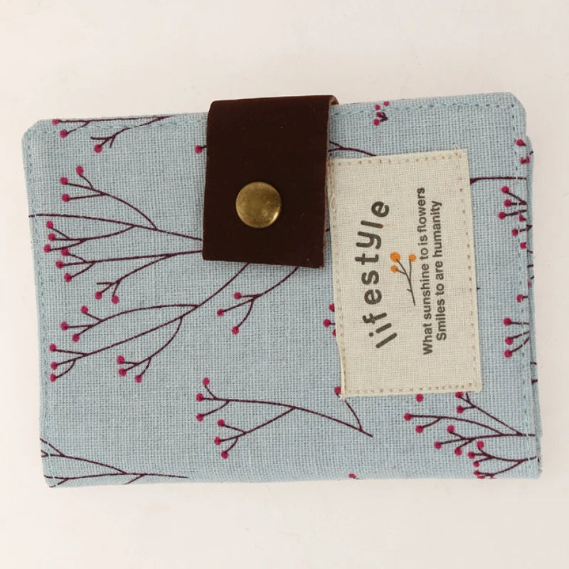 Floral Passport Cover Canvas Holder Travel Case